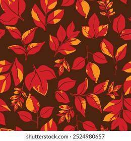 Autumn leaves seamless pattern vector Hand drawn 