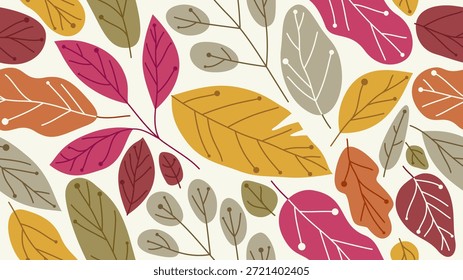 Folhas de outono padrão sem emenda, vetor vários queda folhagem azulejo papel de parede.