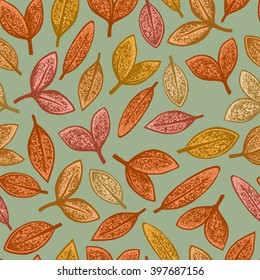 Autumn leaves seamless pattern, vector print for textile