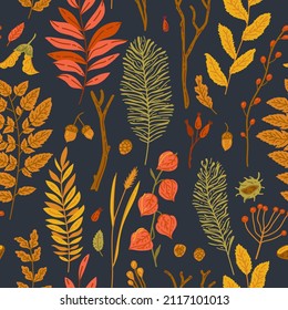 Autumn Leaves Seamless Pattern Wallpaper Image Stock Vector (Royalty