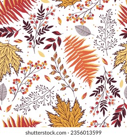 Autumn leaves seamless pattern wallpaper image. Fall endless background