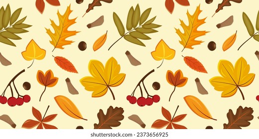 Autumn leaves seamless pattern wallpaper image