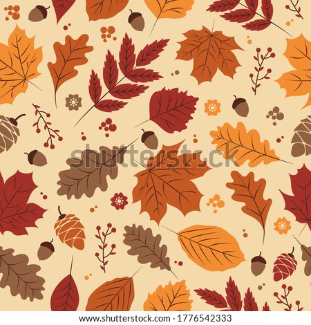 Autumn leaves seamless pattern wallpaper image