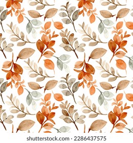 Autumn leaves seamless pattern with watercolor for background, fabric, textile, fashion, wallpaper, wedding, banner, sticker, decoration etc.
