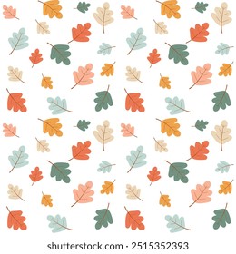 Autumn leaves seamless pattern white background