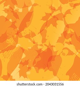 Autumn leaves seamless pattern. Yellow maple leaves abstract background for web, card, banner, poster, cover design template. Bright vector illustration 