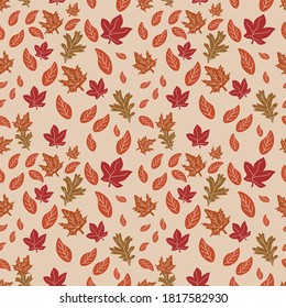 Hojas de otoño sin costura, eps 10.good para textiles, tela, papel envolvente, cuaderno.