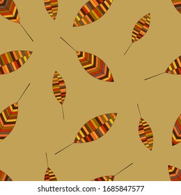 Autumn leaves. Seamless patterns. Ethnic style. EPS vector.