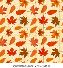 Patrón de repetición sin fisuras de hojas de otoño