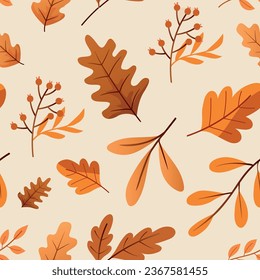 El otoño deja una perfecta ilustración del vector de patrones repetidos. Es bueno para el papel de embalaje, las impresiones textiles, la papelería, la decoración de vivero, la vestimenta, la reserva de recortes