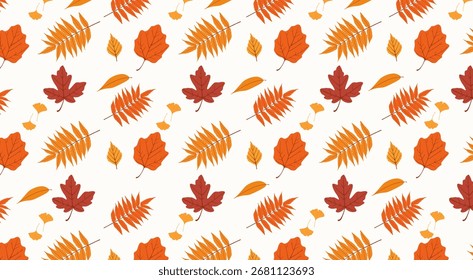Autumn leaves seamless repeating pattern vector illustration