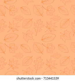 Autumn leaves seamless repeating pattern vector illustration