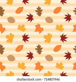 Autumn leaves seamless repeating pattern vector illustration