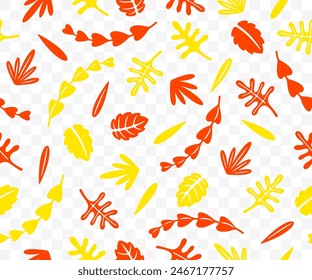 Autumn leaves, seamless vector background. Leaf, plant, nature, foliage and flora, pattern, vector design and illustration