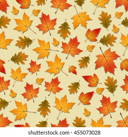 Autumn leaves seamless vector background