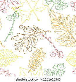 Autumn leaves. Seamless vector pattern (background).