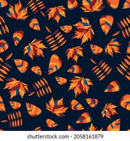 El otoño deja un patrón vectorial sin fisuras. Diseño geométrico abstracto. Dibujado a mano.