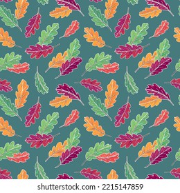 El otoño deja un patrón vectorial sin fisuras. Caer hojas coloridas. Fondo otoñal. Perfecto para la temporada y el día de Acción de Gracias, tarjetas de felicitación, textiles, envoltura.