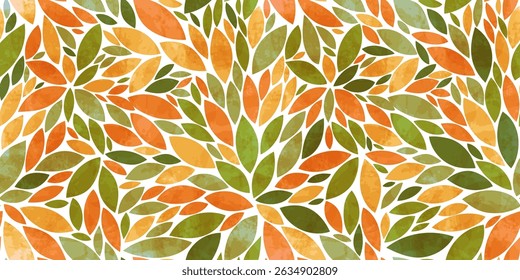 Autumn leaves seamless vector pattern. Watercolor texture leaf pattern. Red leafs patterns