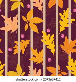 Herbstblätter - nahtlose Vektorwiederholmuster. Farben sind austauschbar, verwenden sie für Umhüllungen, Gewebe, Verpackungen und andere Druck- und Designprojekte