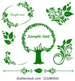 autumn leaves set. Collection of design elements vintage set isolated on White background. Vector illustration 