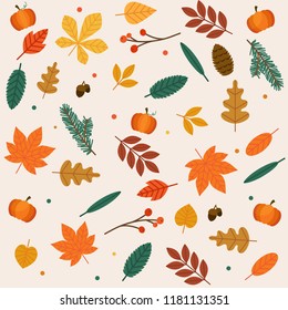 Autumn leaves set. Flat design modern vector illustration concept.