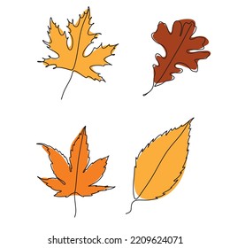 Autumn leaves set. hand drawn sketch vector illustration