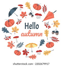 Autumn leaves set. Hello autumn