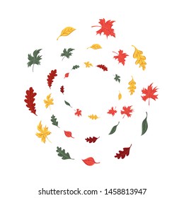 autumn leaves set, isolated on white background. simple cartoon flat style