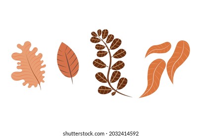 Autumn Leaves Set, Isolated On White Background. Leaves With Fade Texture, Vector Illustration. Good For Social Media, Promotional Materials, Ads, Email Marketing.
