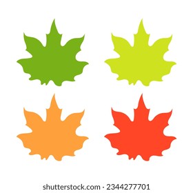 Autumn leaves. Set of maple leaves. Yellow, red and green maple leaves. Vector clipart.