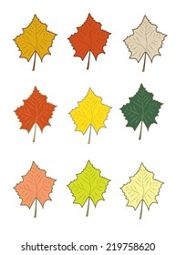 autumn leaves set, vector illustration