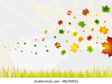 Autumn Leaves Set, Vector Illustration, october colorful