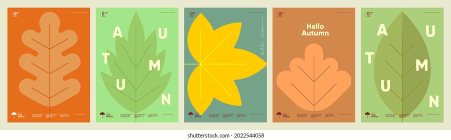 Autumn. Leaves. Set of vector illustrations. Patterns and simple pictures. Hello Autumn. Background for sale banner, poster, flyer, cover. 