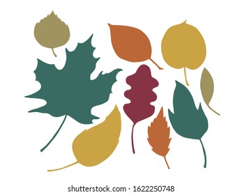 Autumn leaves Silhouette Vector Hand Drawn Doodle Illustration 