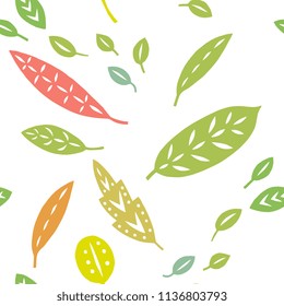 Autumn leaves silhouettes seamless pattern. Vector illustration in modern folklore cutout style, perfect for textile, fabric, wrapping paper design. 