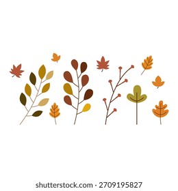 Autumn leaves simple designs of fall leaves and branches pattern.