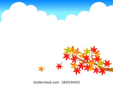 Autumn leaves and sky frame vector illustration