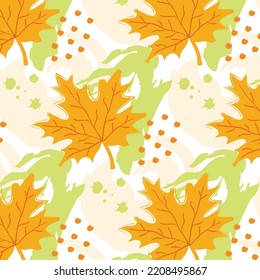 Autumn leaves stains and paint pattern