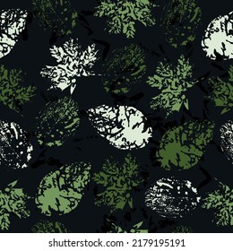 autumn leaves. Stamp.  mixed media artwork. endless motif for textile decor and design