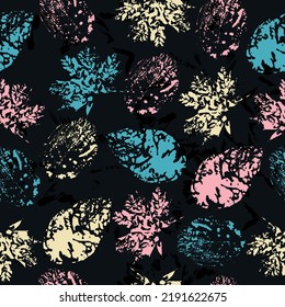 autumn leaves. Stamp.  mixed media artwork. endless motif for textile decor and design