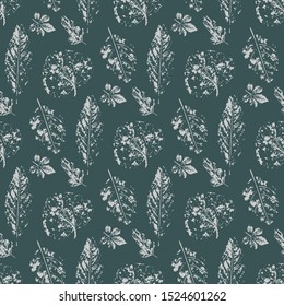 Autumn leaves stamp seamless pattern background, vector