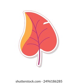 Ilustración vectorial de icono de pegatina de hojas de otoño