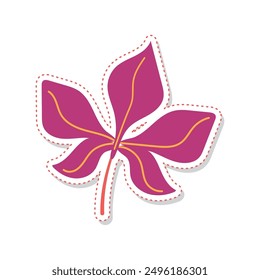 Ilustración vectorial de icono de pegatina de hojas de otoño