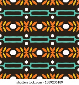 Autumn leaves stripes seamless pattern. Stylized retro floral stems all over print. 1960s fall autumn fashion fabric. Trendy scrapbooking paper, nature wallpaper, vintage garden stationery backdrop.
