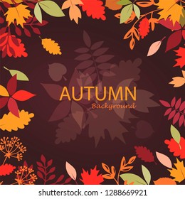 autumn leaves stylized background, autumn seasonal banner template