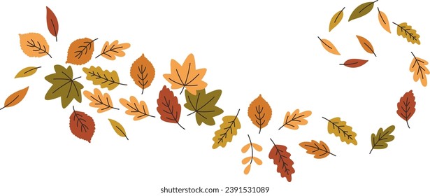 Autumn Leaves Swirls Vector Illustration