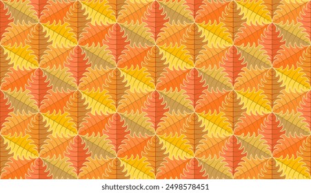 Autumn leaves tessellation seamless pattern background. 