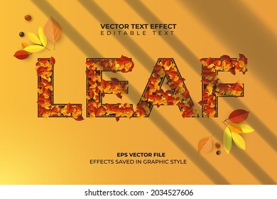 Autumn Leaves. Text Effect With Leaf Pattern