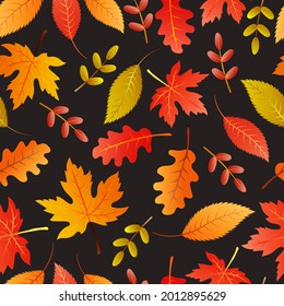 Autumn leaves texture background, seamless foliage illustration, vector nature illustration